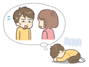 女性との会話が苦手で悩む男性のイラスト